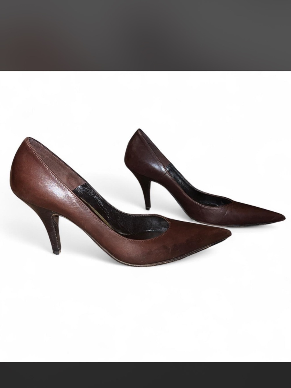Vintage Fragiocomo Classic Brown Pointed-Toe Women's Pumps